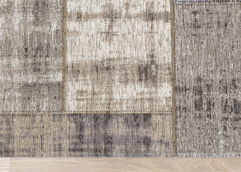 PALISADES 5' X 8' GRAY CREAM AND TAN ABSTRACT AREA RUG - Varnish & Vibe