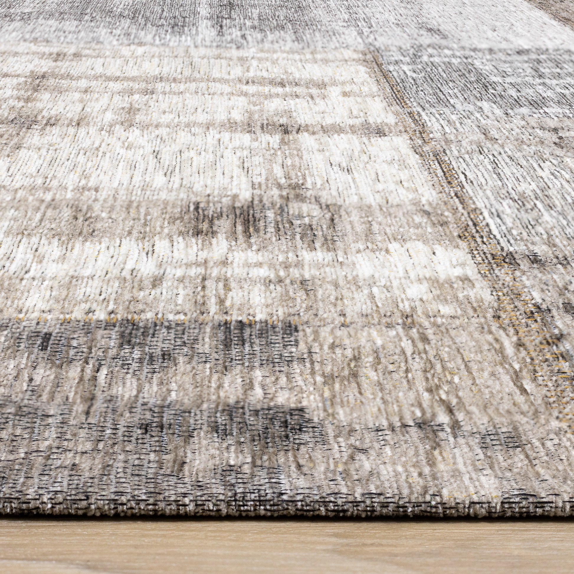PALISADES 5' X 8' GRAY CREAM AND TAN ABSTRACT AREA RUG - Varnish & Vibe