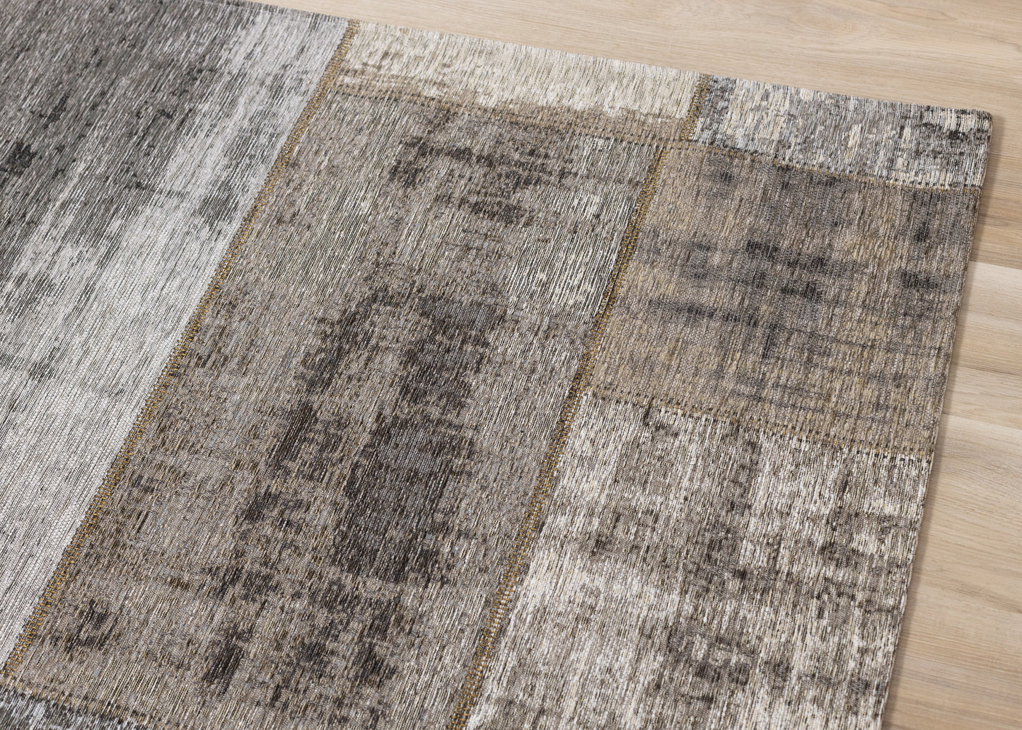 PALISADES 8' X 11' GRAY CREAM AND TAN ABSTRACT AREA RUG - Varnish & Vibe