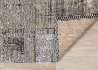 PALISADES 8' X 11' GRAY CREAM AND TAN ABSTRACT AREA RUG - Varnish & Vibe