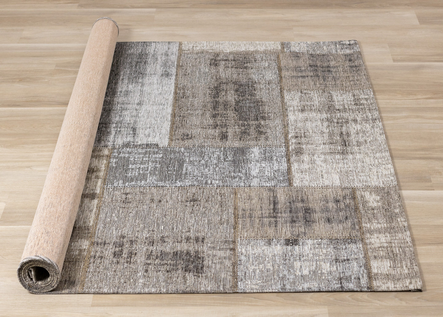PALISADES 8' X 11' GRAY CREAM AND TAN ABSTRACT AREA RUG - Varnish & Vibe