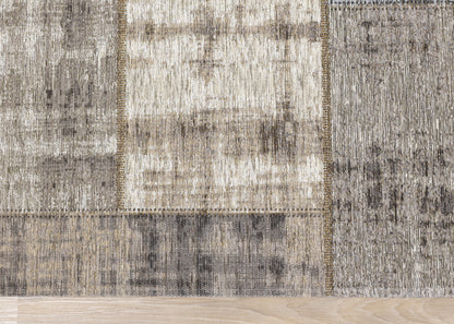 PALISADES 8' X 11' GRAY CREAM AND TAN ABSTRACT AREA RUG - Varnish & Vibe