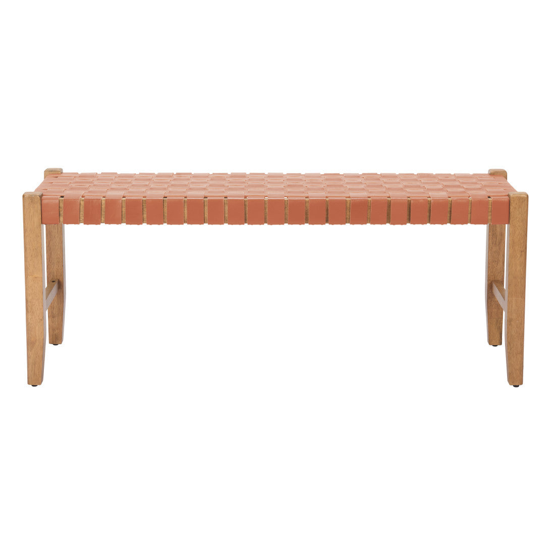 MALIBU 48" TAN AND BROWN FAUX LEATHER AND SOLID WOOD UPHOLSTERED BENCH - Varnish & Vibe