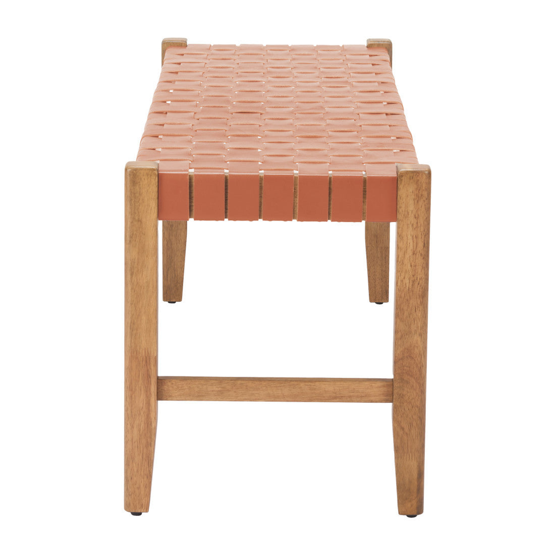 MALIBU 48" TAN AND BROWN FAUX LEATHER AND SOLID WOOD UPHOLSTERED BENCH - Varnish & Vibe