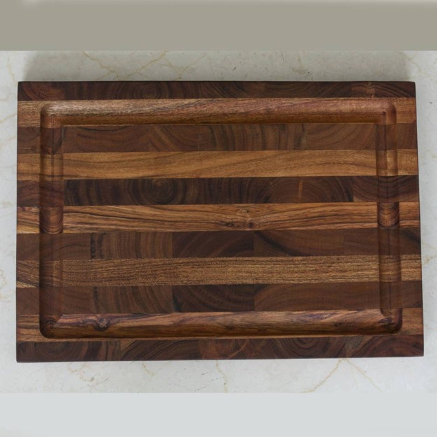 PALISADES 16" BROWN SOLID WOOD CUTTING BOARD WITH JUICE GROOVE - Varnish & Vibe