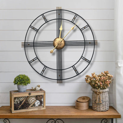 Roman numeral metal clock, Iron skeleton wall clock, Unique office wall decor, Unique office wall decor, Wall clock