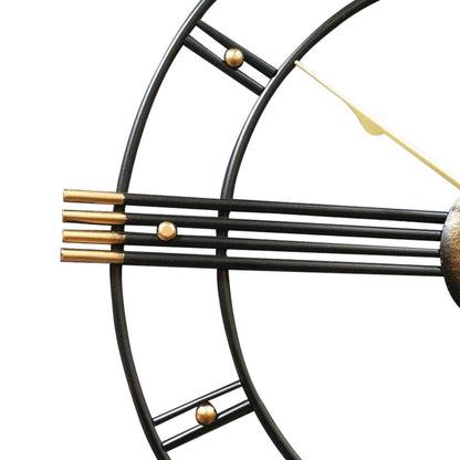 24" BEIGE BLACK AND BROWN SILENT ANALOG ROUND WALL CLOCK - Varnish & Vibe