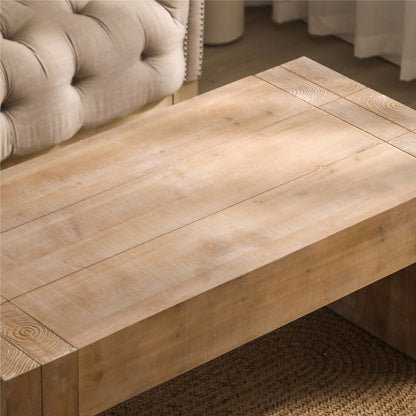 49" NATURAL WOOD CHUNKY RECTANGULAR COFFEE TABLE