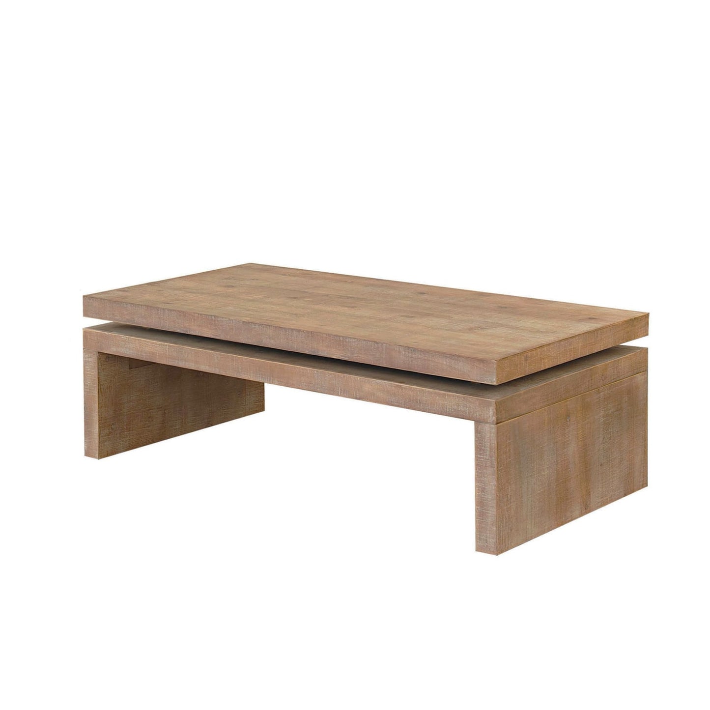 MALIBU 48" NATURAL WOOD DISTRESSED FLOATING FRAME COFFEE TABLE - Varnish & Vibe