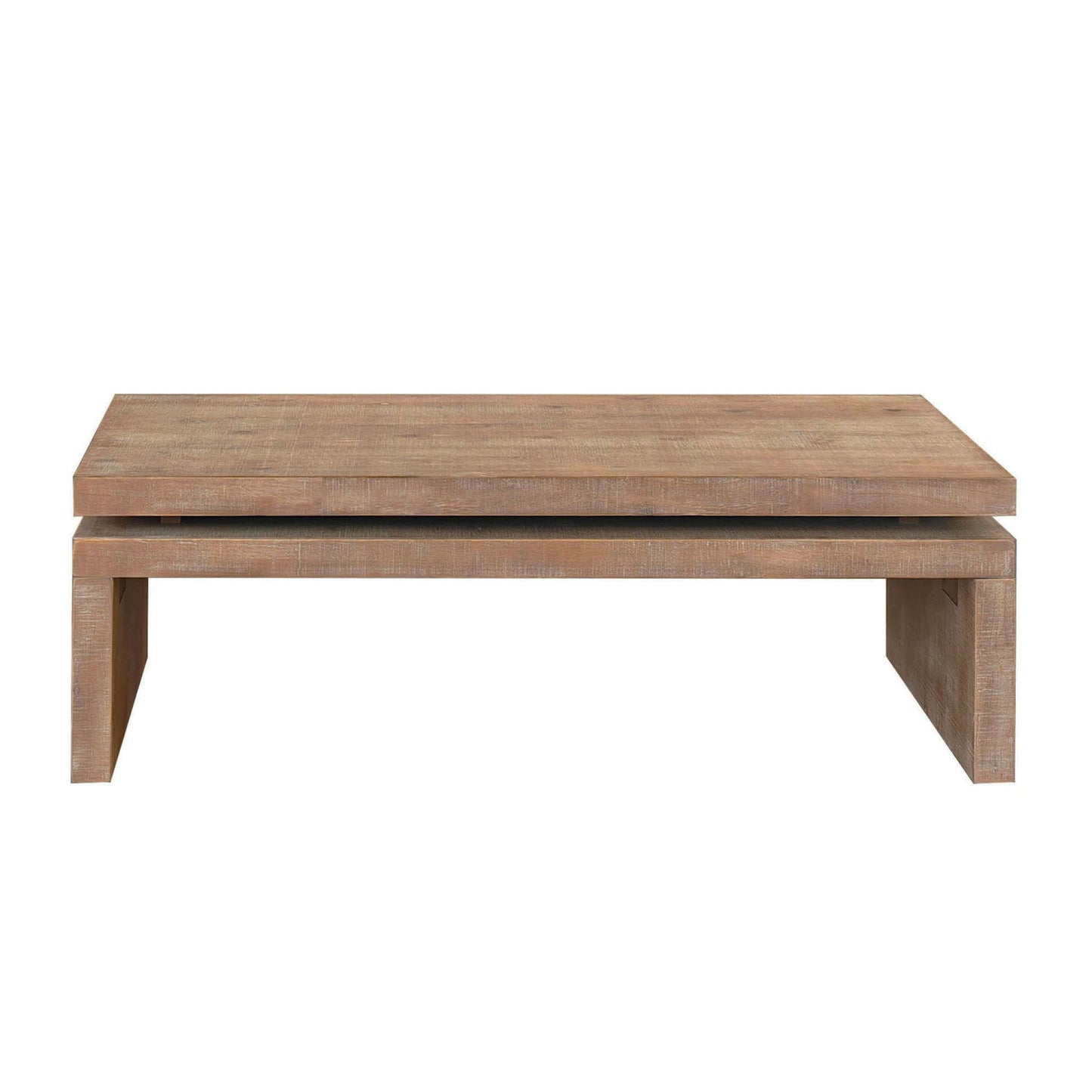 MALIBU 48" NATURAL WOOD DISTRESSED FLOATING FRAME COFFEE TABLE - Varnish & Vibe