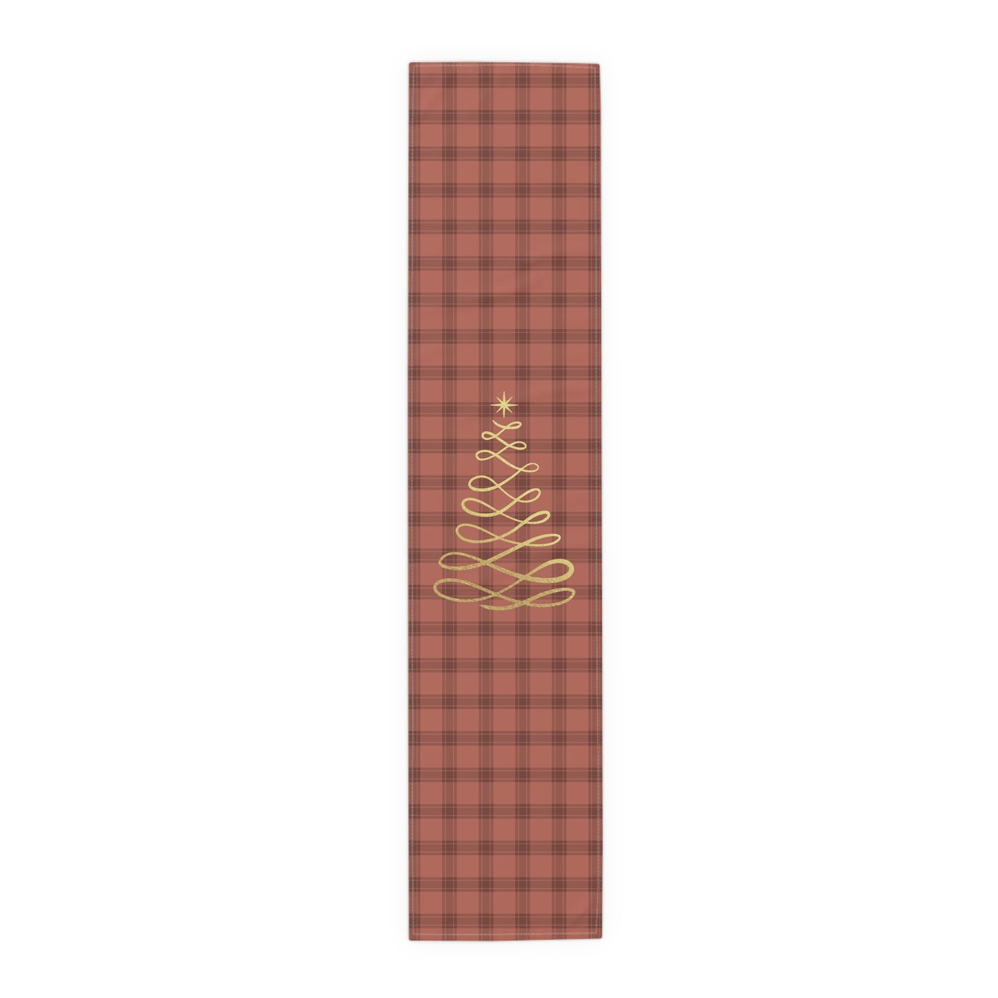 Red Tartan Christmas Tree Table Runner (Cotton, Poly) - Varnish & Vibe