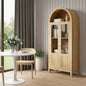 CALABASAS 71" NATURAL ARCHED ACCENT CABINET WITH TWO GLASS PANEL DOORS - Varnish & Vibe
