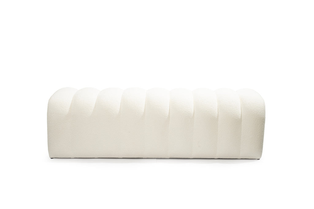 PALISADES 59" WHITE TUFTED BOUCLE UPHOLSTERED BENCH - Varnish & Vibe