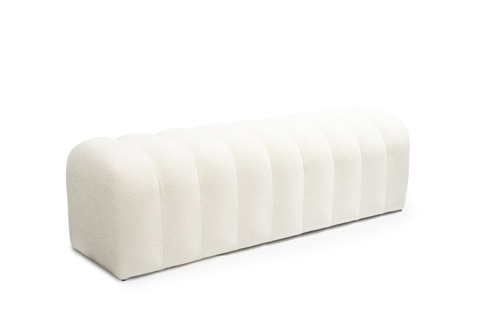 PALISADES 59" WHITE TUFTED BOUCLE UPHOLSTERED BENCH - Varnish & Vibe