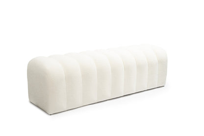 PALISADES 59" WHITE TUFTED BOUCLE UPHOLSTERED BENCH - Varnish & Vibe