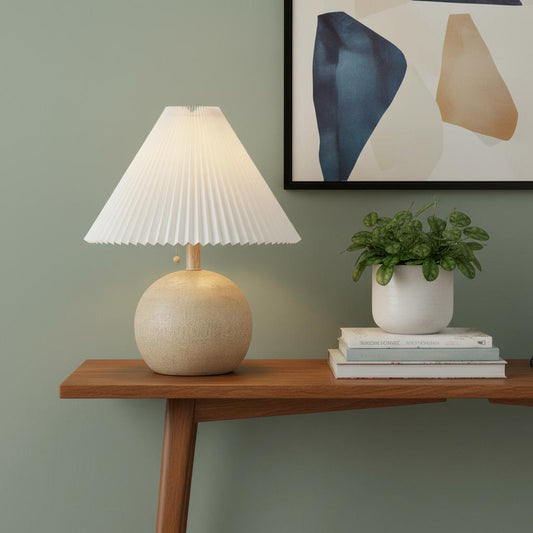 CALABASAS 17" CLEAR ROUND TABLE LAMP LED WITH EMPIRE SHADE - Varnish & Vibe