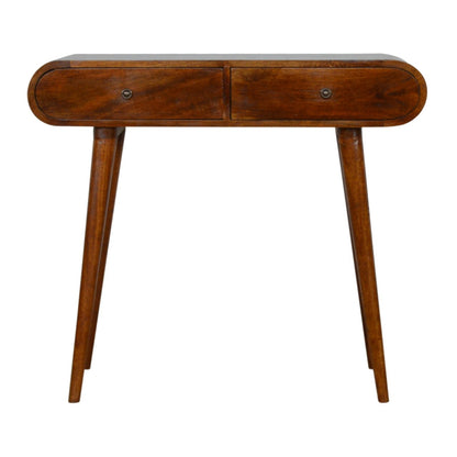 LAUREL 35" CHESTNUT SOLID WOOD CONSOLE TABLE WITH TWO DRAWERS