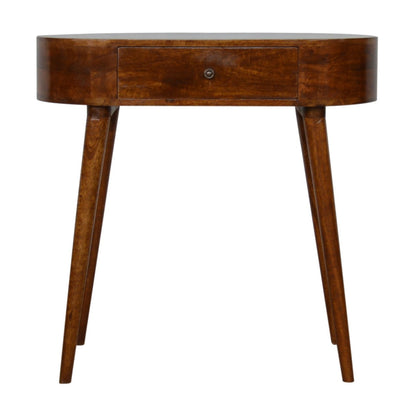 LAUREL 32" CHESTNUT SOLID WOOD OVAL CONSOLE TABLE WITH DRAWER