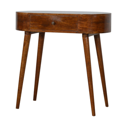 LAUREL 32" CHESTNUT SOLID WOOD OVAL CONSOLE TABLE WITH DRAWER