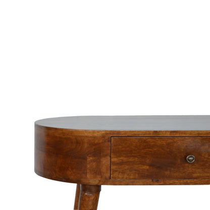 LAUREL 32" CHESTNUT SOLID WOOD OVAL CONSOLE TABLE WITH DRAWER