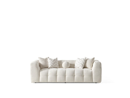 MALIBU 91" BEIGE CHENILLE SOFA WITH TOSS PILLOWS - Varnish & Vibe