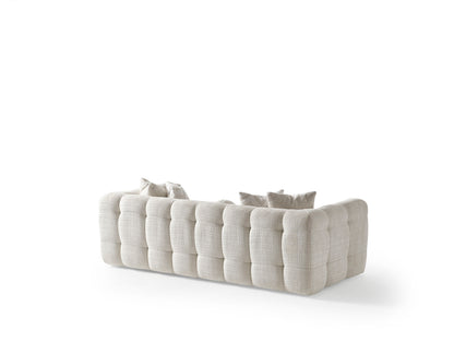 MALIBU 91" BEIGE CHENILLE SOFA WITH TOSS PILLOWS - Varnish & Vibe