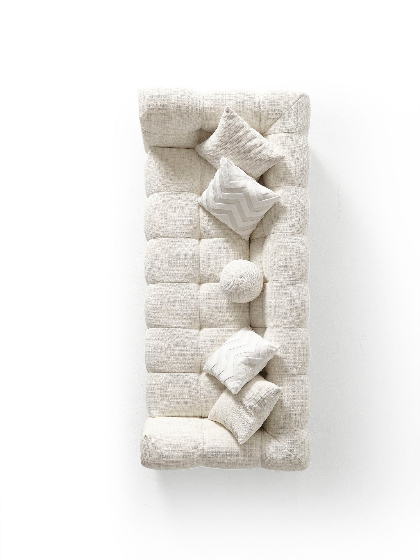 MALIBU 91" BEIGE CHENILLE SOFA WITH TOSS PILLOWS - Varnish & Vibe