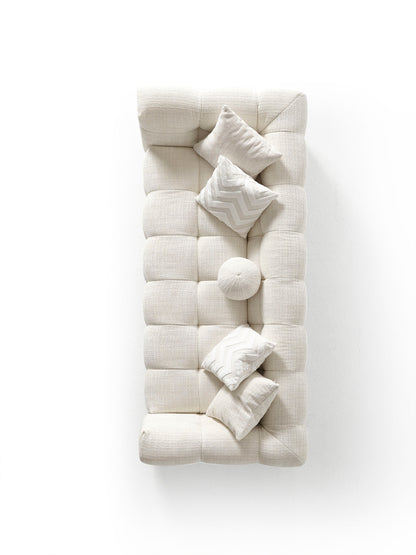 MALIBU 91" BEIGE CHENILLE SOFA WITH TOSS PILLOWS - Varnish & Vibe