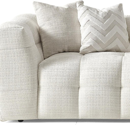 MALIBU 91" BEIGE CHENILLE SOFA WITH TOSS PILLOWS - Varnish & Vibe
