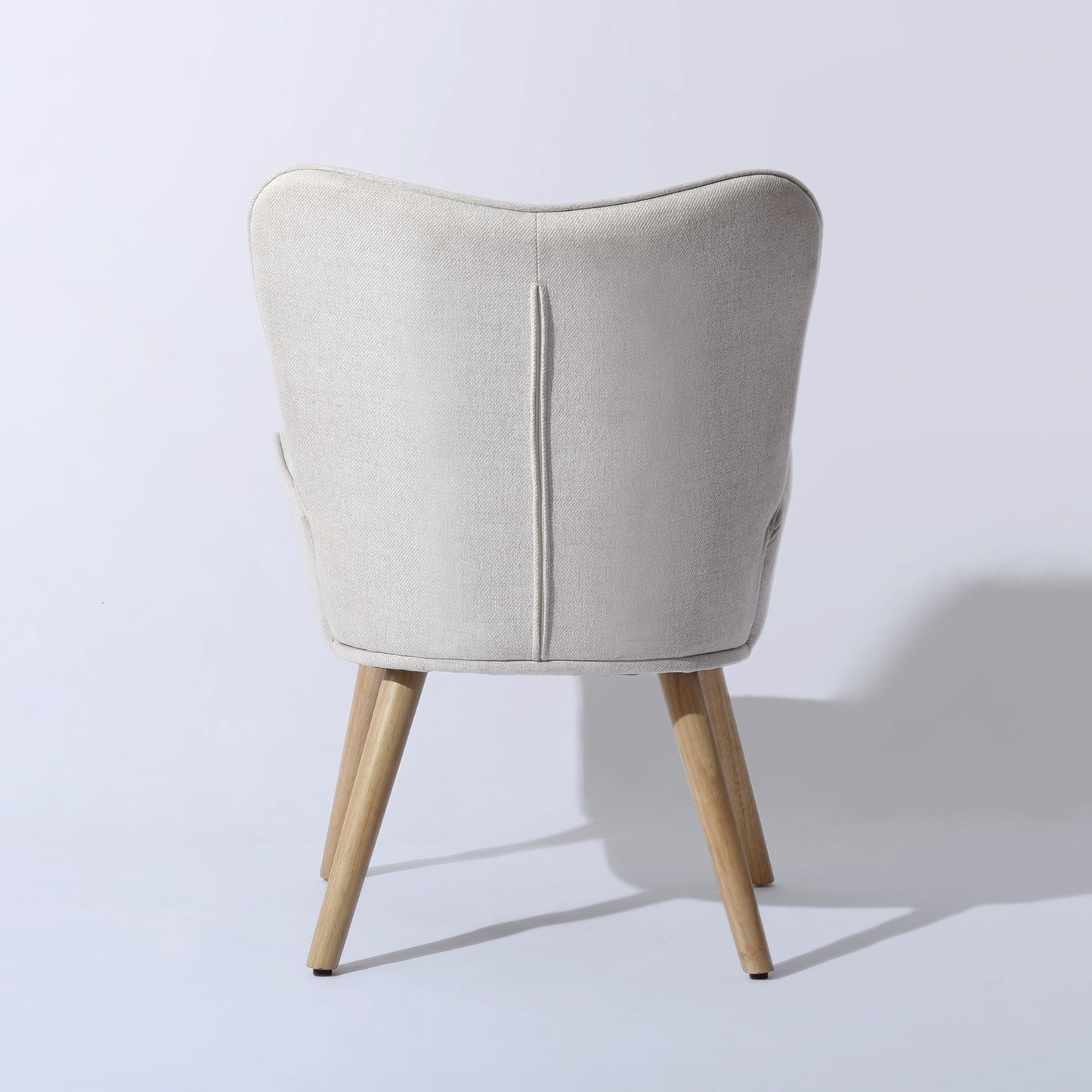 MALIBU 23" BEIGE AND NATURAL TUFTED CHENILLE AND SOLID WOOD WINGBACK CHAIR - Varnish & Vibe