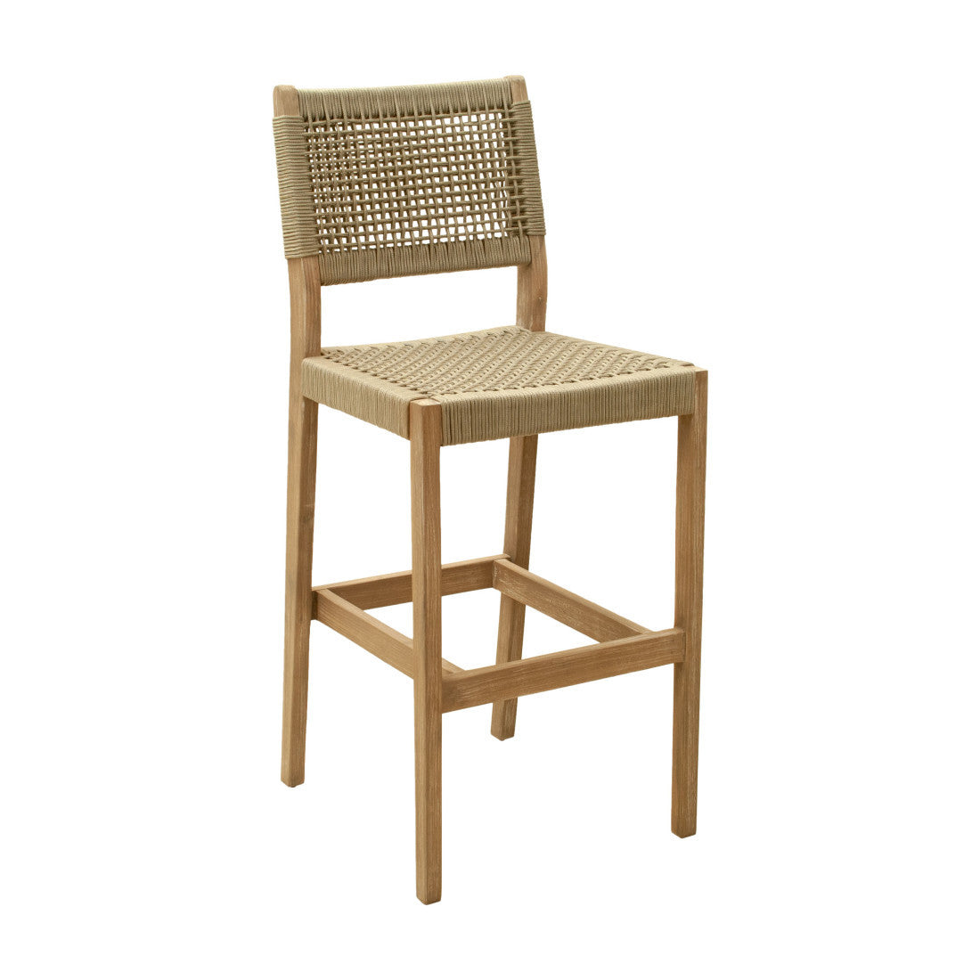MALIBU 30" BEIGE SOLID WOOD LOW BACK BAR HEIGHT BAR CHAIR - Varnish & Vibe
