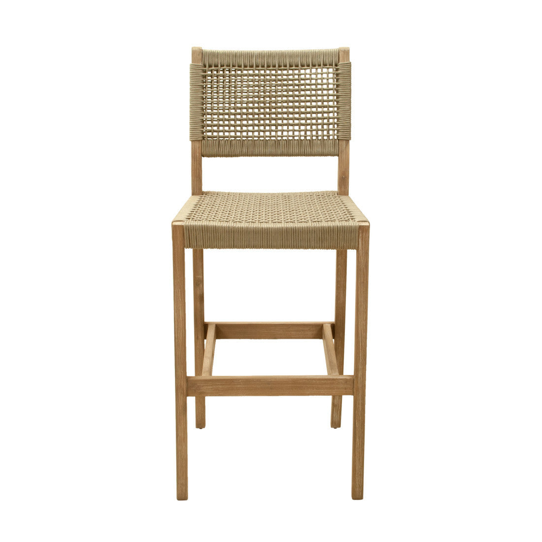 MALIBU 30" BEIGE SOLID WOOD LOW BACK BAR HEIGHT BAR CHAIR - Varnish & Vibe