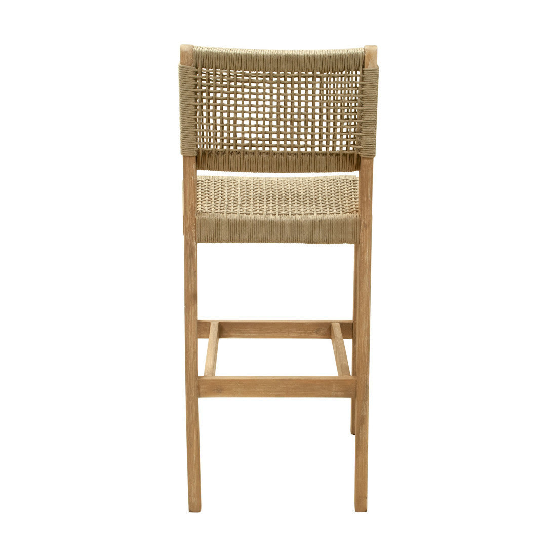 MALIBU 30" BEIGE SOLID WOOD LOW BACK BAR HEIGHT BAR CHAIR - Varnish & Vibe