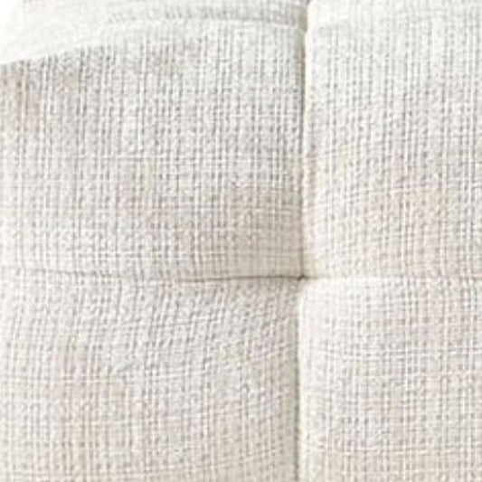 MALIBU 36" BEIGE AND BLACK CHENILLE TUFTED POUF OTTOMAN - Varnish & Vibe