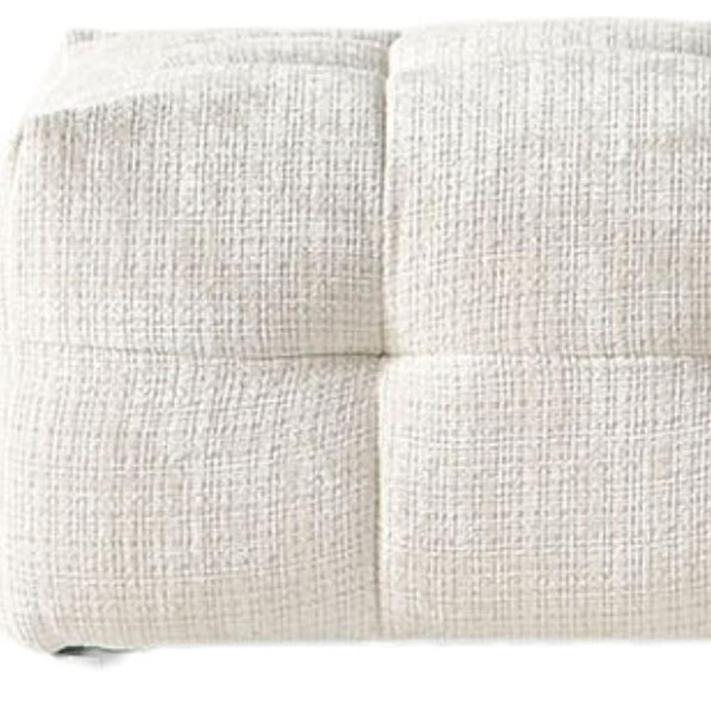 MALIBU 36" BEIGE AND BLACK CHENILLE TUFTED POUF OTTOMAN - Varnish & Vibe