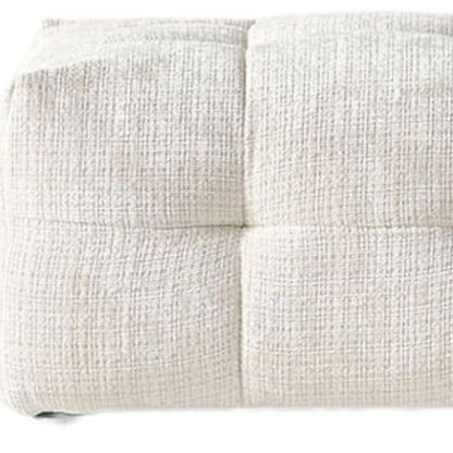 MALIBU 36" BEIGE AND BLACK CHENILLE TUFTED POUF OTTOMAN - Varnish & Vibe