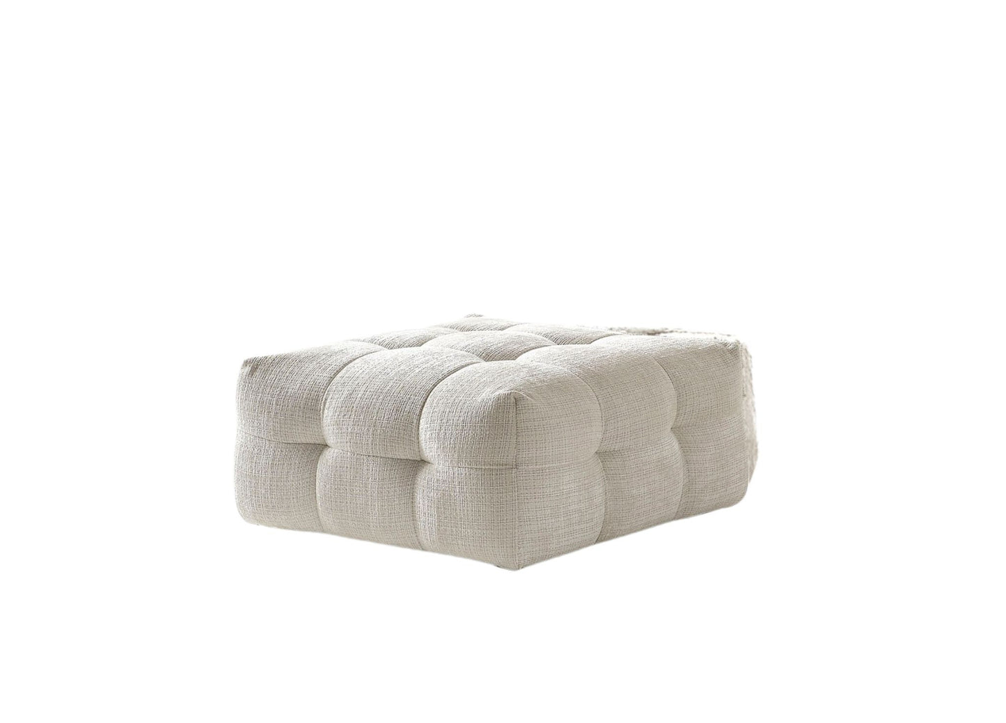 MALIBU 36" BEIGE AND BLACK CHENILLE TUFTED POUF OTTOMAN - Varnish & Vibe