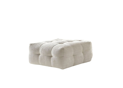 MALIBU 36" BEIGE AND BLACK CHENILLE TUFTED POUF OTTOMAN - Varnish & Vibe