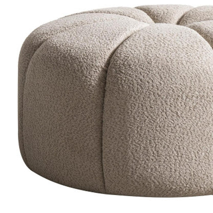 PALISADES 32" TAUPE TUFTED BOUCLE TUFTED ROUND OTTOMAN - Varnish & Vibe