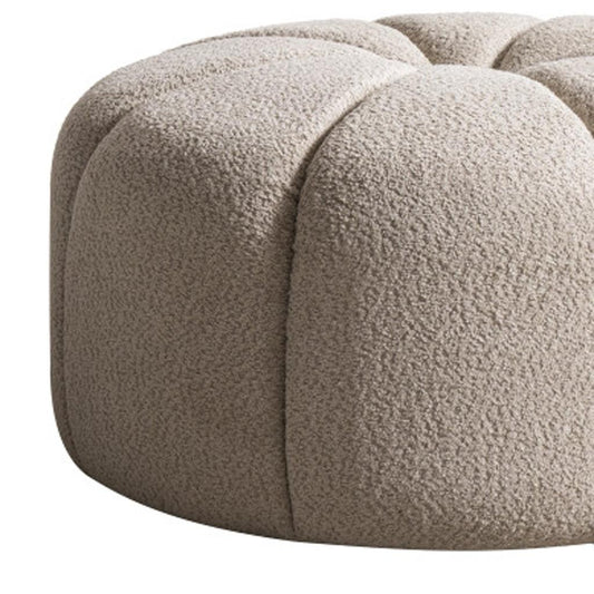 PALISADES 32" TAUPE TUFTED BOUCLE TUFTED ROUND OTTOMAN - Varnish & Vibe