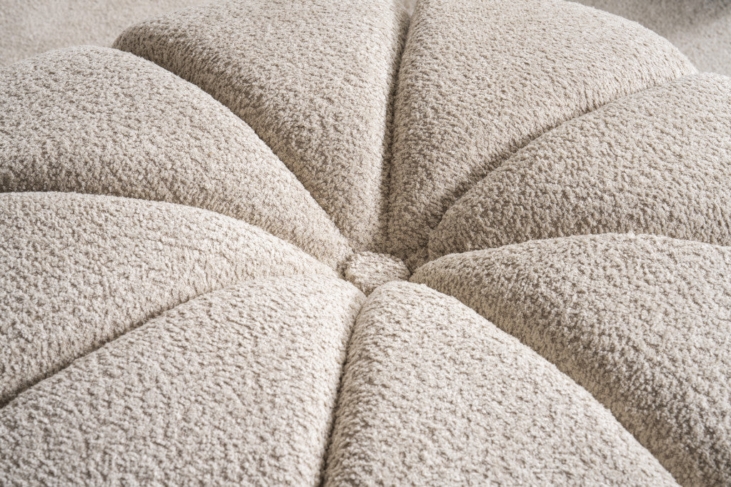 PALISADES 32" TAUPE TUFTED BOUCLE TUFTED ROUND OTTOMAN - Varnish & Vibe