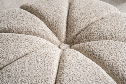PALISADES 32" TAUPE TUFTED BOUCLE TUFTED ROUND OTTOMAN - Varnish & Vibe