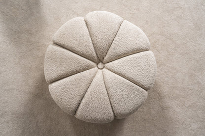 PALISADES 32" TAUPE TUFTED BOUCLE TUFTED ROUND OTTOMAN - Varnish & Vibe