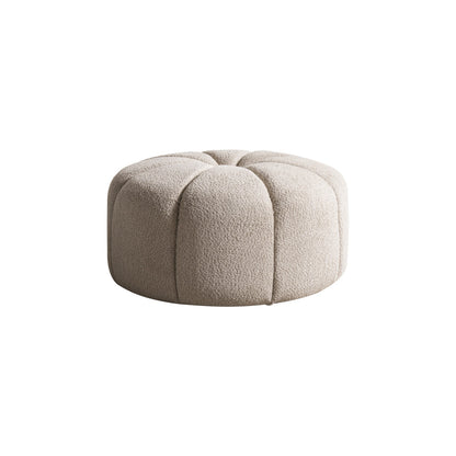 PALISADES 32" TAUPE TUFTED BOUCLE TUFTED ROUND OTTOMAN - Varnish & Vibe