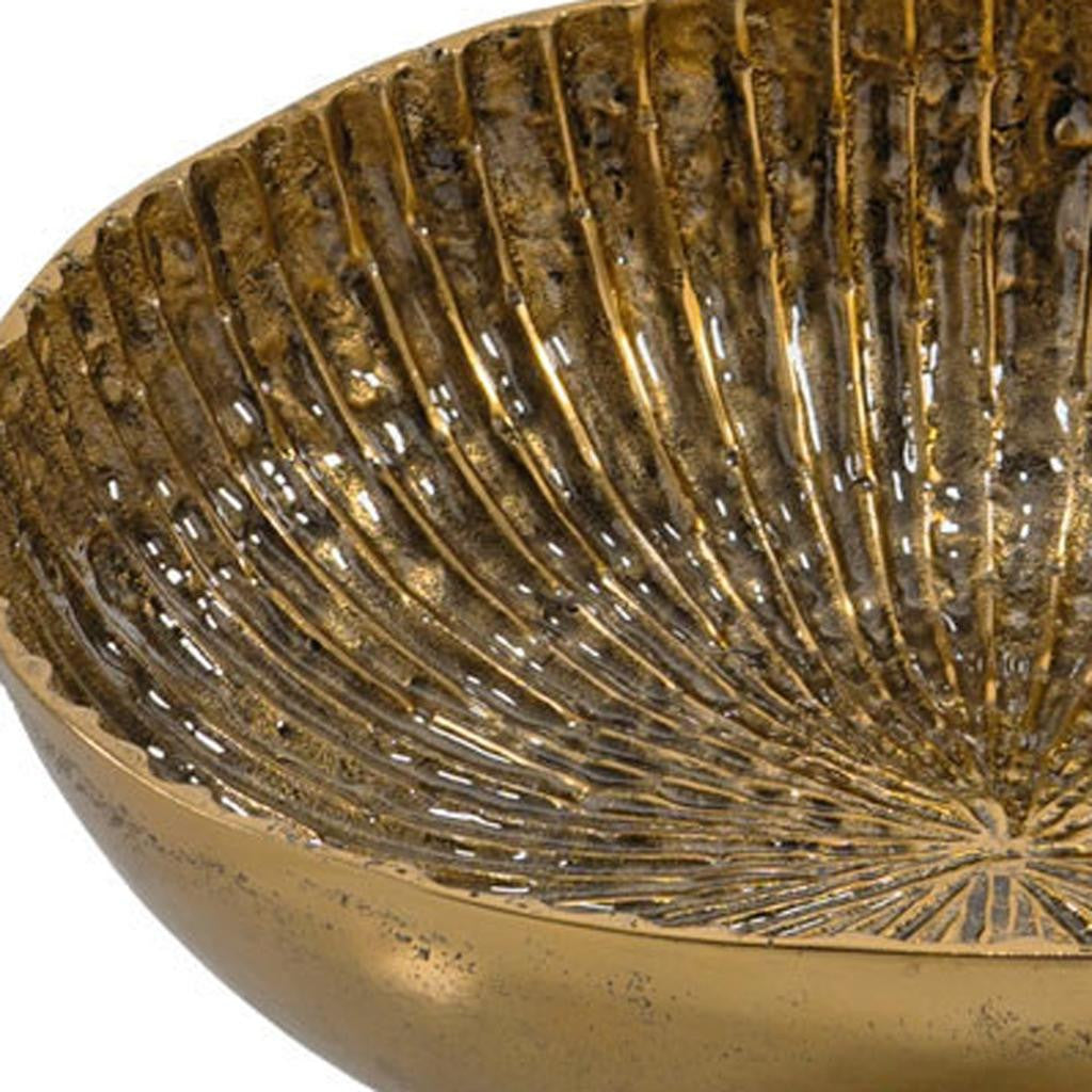 LAUREL 16" ANTIQUED GOLD ALUMINUM ROUND CENTERPIECE BOWL