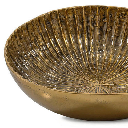 LAUREL 16" ANTIQUED GOLD ALUMINUM ROUND CENTERPIECE BOWL