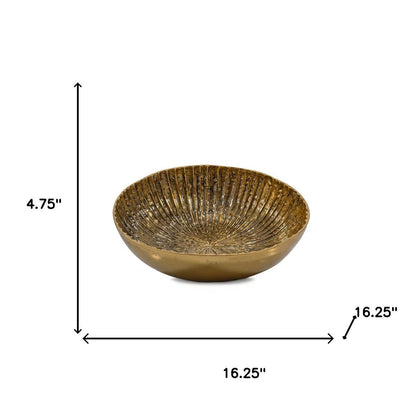 Cast aluminum bowl, Gold decorative bowl, Large centerpiece bowl, Textured interior bowl, Modern metallic bowl, Table centerpiece décor, Decorative accent bowl, Entryway statement piece, Designer home décor, Housewarming gift, Upscale interior décor, Luxury gift item