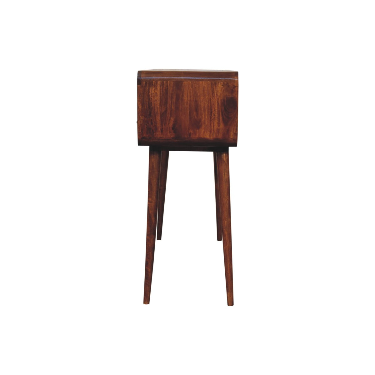 LAUREL 51" CHESTNUT SOLID WOOD CONSOLE TABLE WITH THREE SHELVES AND THREE DRAWERS