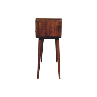 LAUREL 51" CHESTNUT SOLID WOOD CONSOLE TABLE WITH THREE SHELVES AND THREE DRAWERS