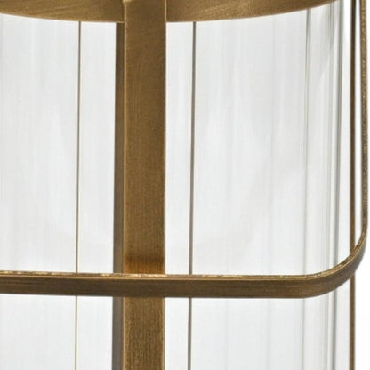 LAUREL 9" GOLD GLASS TABLETOP LANTERN CANDLE HOLDER